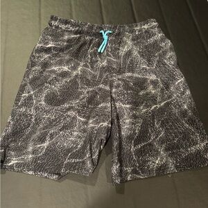 Black and White Patterned Athletic Shorts